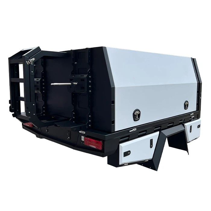 Black Heavey Duty Aluminium Tray With White Drop Side For Single Cab